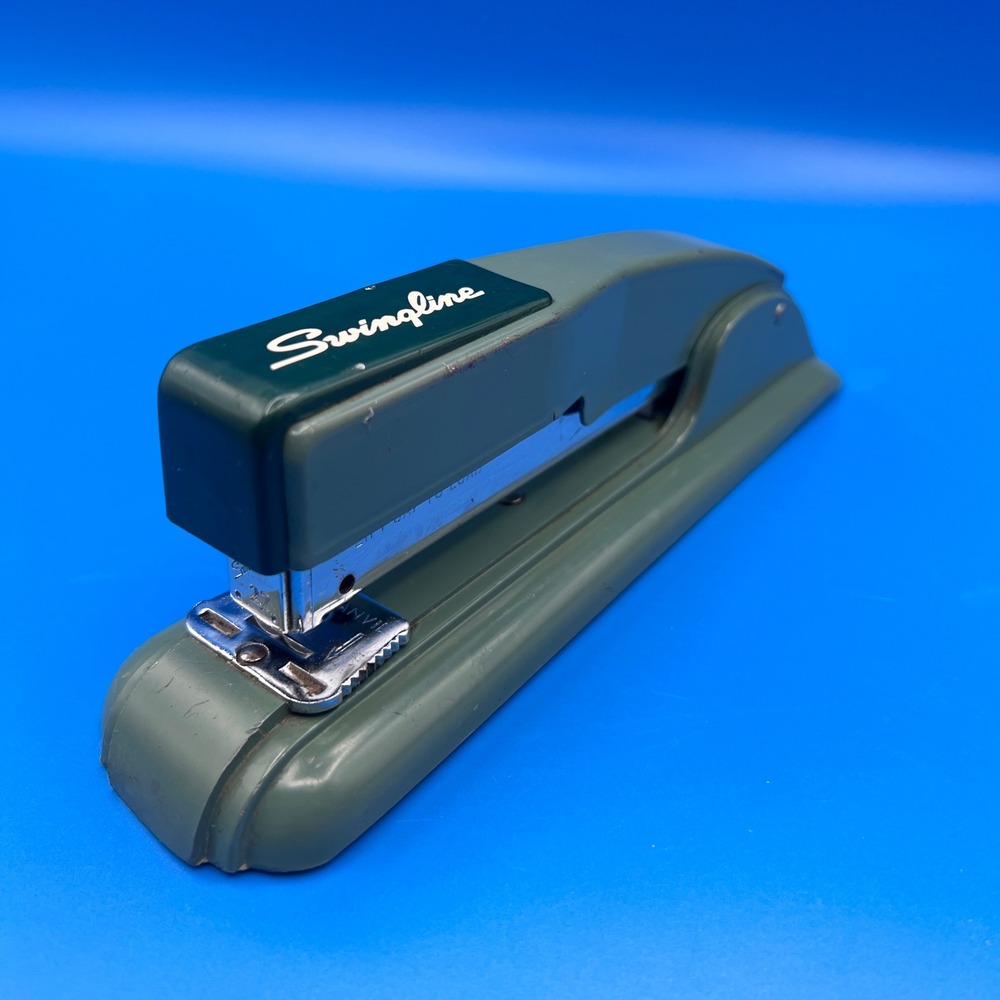 Vintage Swingline Green Metal Stapler Made in USA Long Island City Industrial